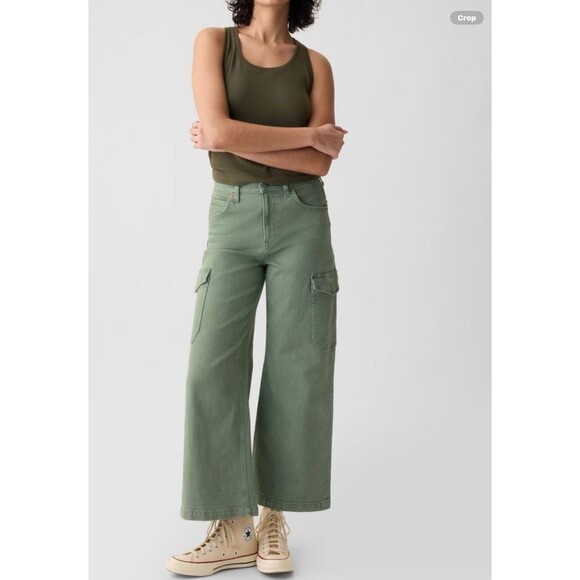 Gap Women's High Rise Stride Ankle  Wide Leg Jeans Ligh Green Size 33 - Picture 14 of 14